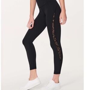 LULULEMON Black smooth leggings Meant to Move 7/8 Flocked Floral mesh side